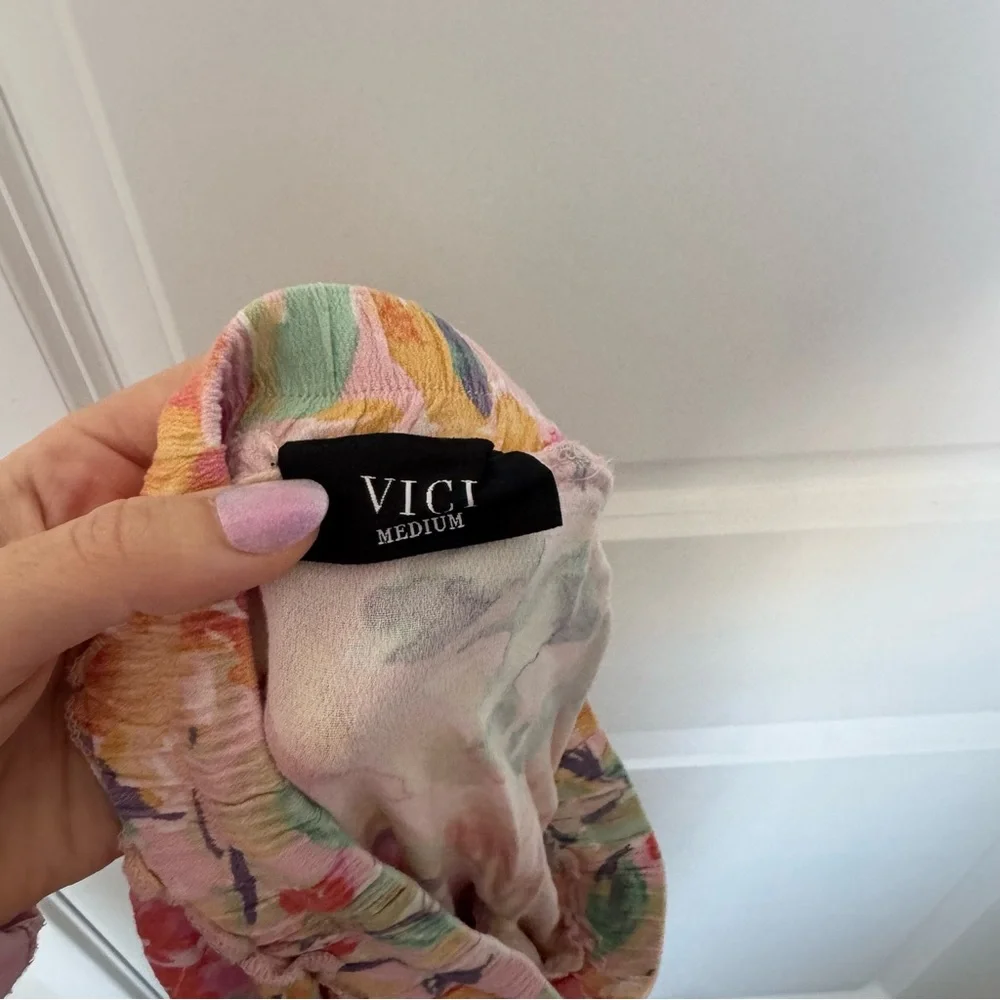 VICI Floral Pink Multicolor Flare Mini Skirt Medium